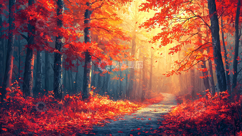 高清大图下载【趣麦麦图】秋季森林小路