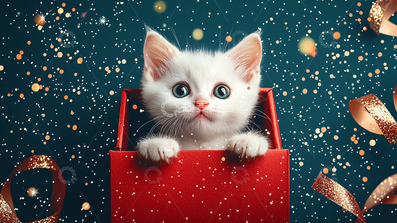 高清大图下载【趣麦麦图】圣诞节小猫