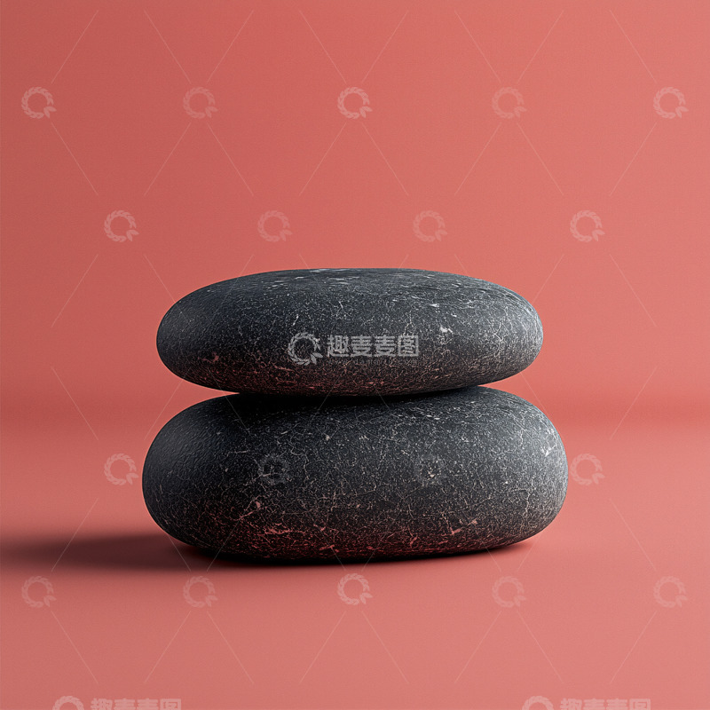 高清大图下载【趣麦麦图】两块黑色鹅卵石堆叠