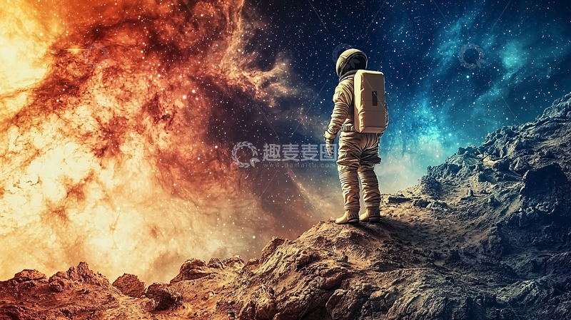 高清大图下载【趣麦麦图】宇航员太空火焰
