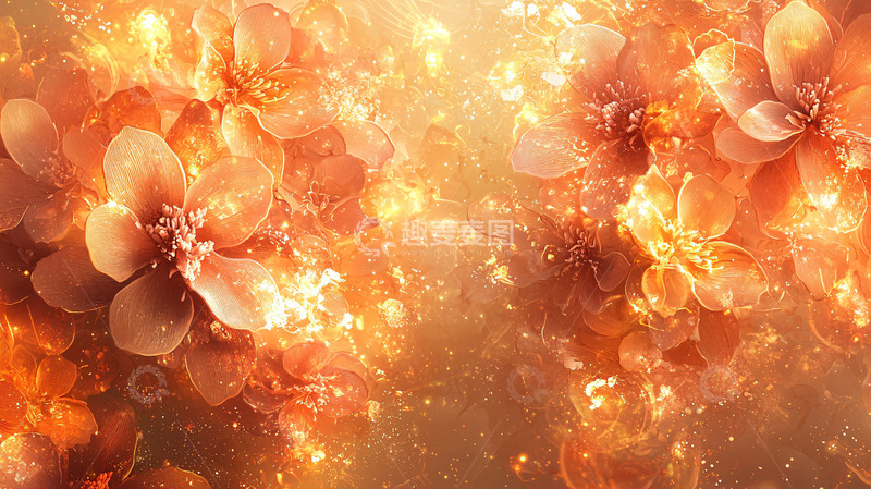 高清大图下载【趣麦麦图】光影绚丽的橙色花朵