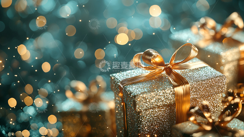 高清大图下载【趣麦麦图】金色礼盒