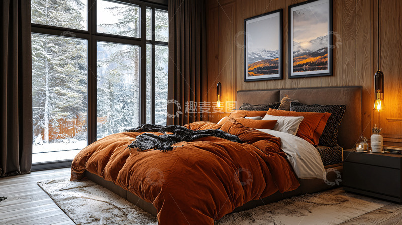 高清大图下载【趣麦麦图】温暖舒适的冬日卧室