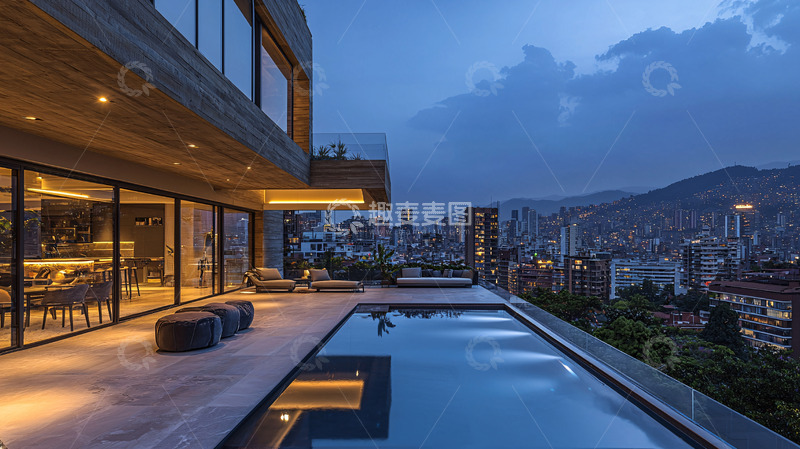 高清大图下载【趣麦麦图】现代风格别墅夜景