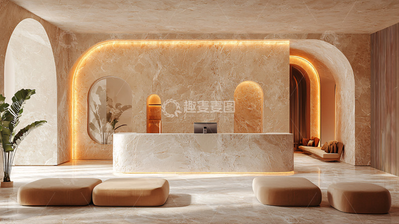 高清大图下载【趣麦麦图】米色拱形接待区