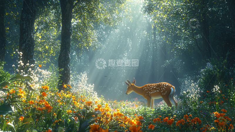 高清大图下载【趣麦麦图】森林小鹿