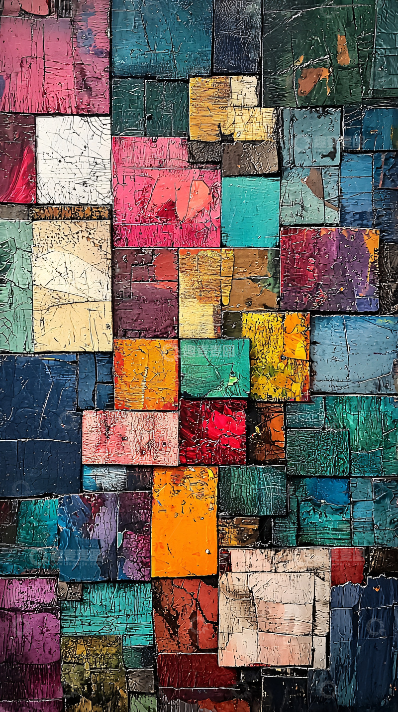 高清大图下载【趣麦麦图】彩色拼接方块背景图