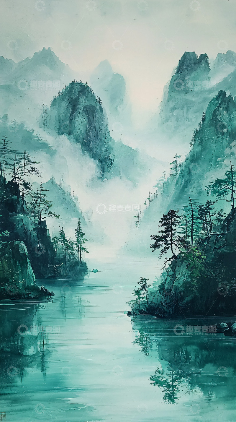 高清大图下载【趣麦麦图】水墨画山水