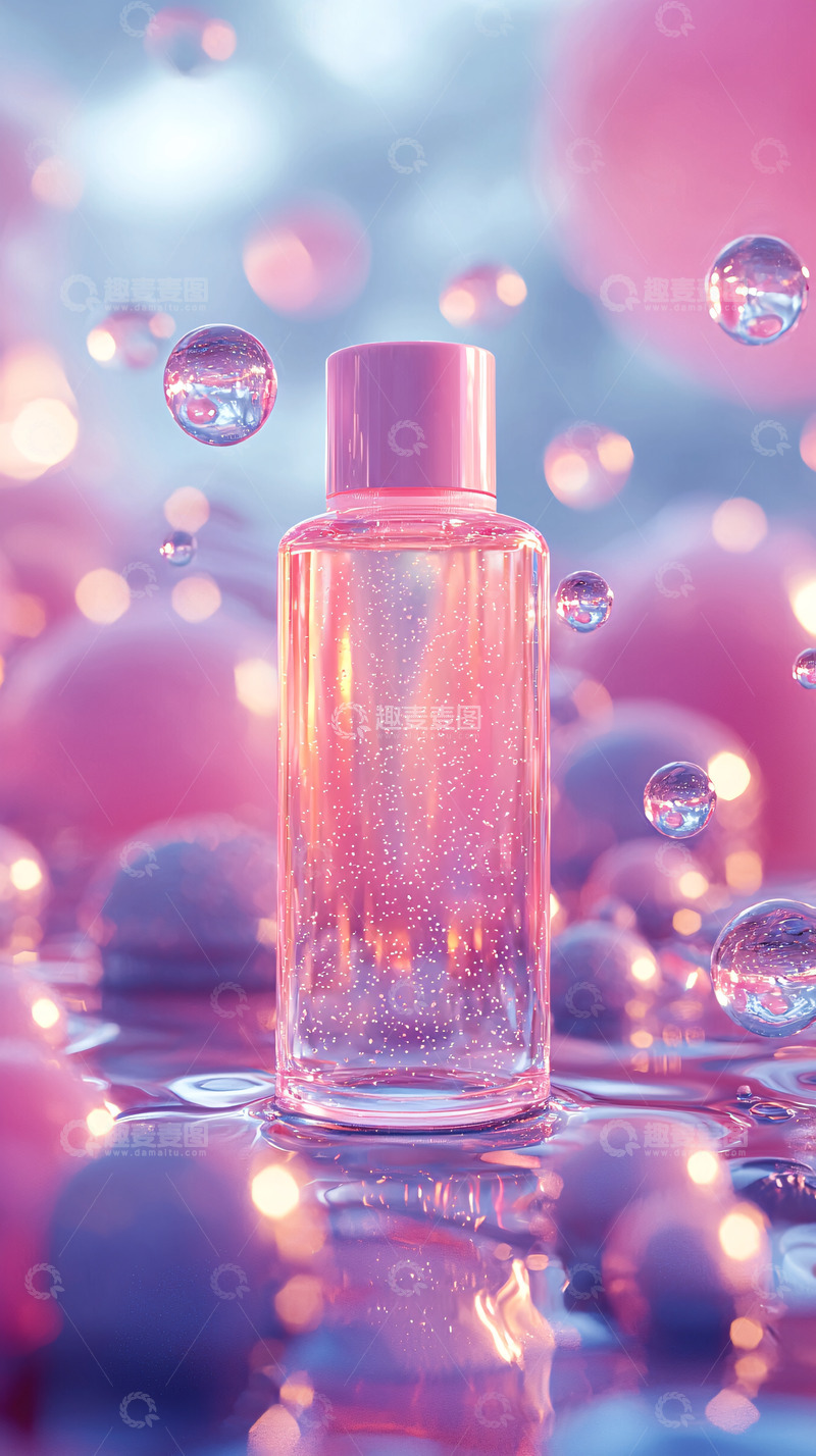 高清大图下载【趣麦麦图】粉色化妆品瓶