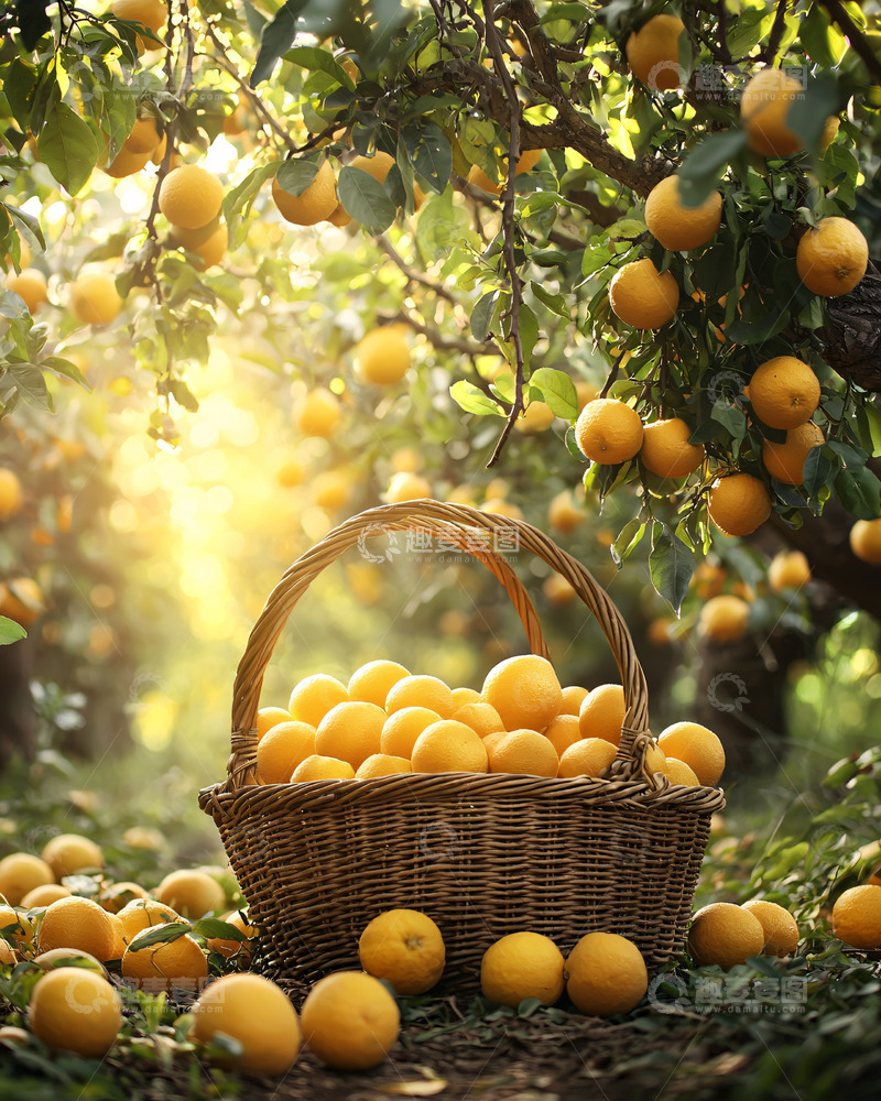 高清大图下载【趣麦麦图】阳光下橙子丰收景象