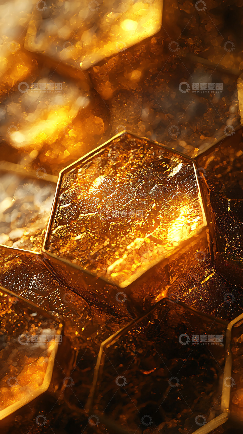 高清大图下载【趣麦麦图】金色蜂窝结构特写