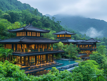 山林别墅夜景