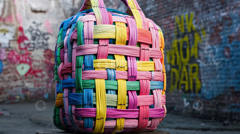 高清大图下载【趣麦麦图】彩色编织背包
