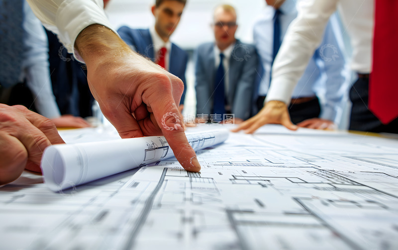 高清大图下载【趣麦麦图】建筑行业图纸开会人物场景
