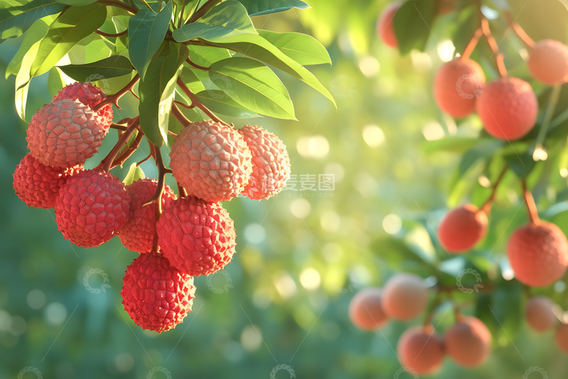 高清大图下载【趣麦麦图】夏日树上的荔枝