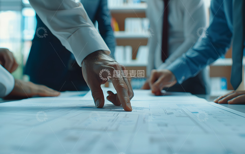 高清大图下载【趣麦麦图】建筑行业图纸开会人物场景1