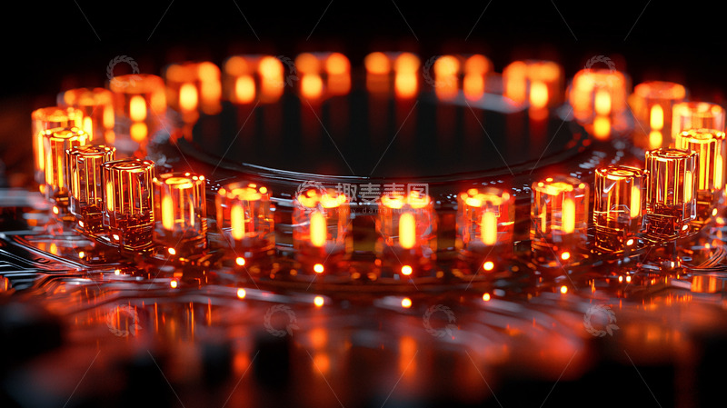 高清大图下载【趣麦麦图】圆形排列的橙色灯光