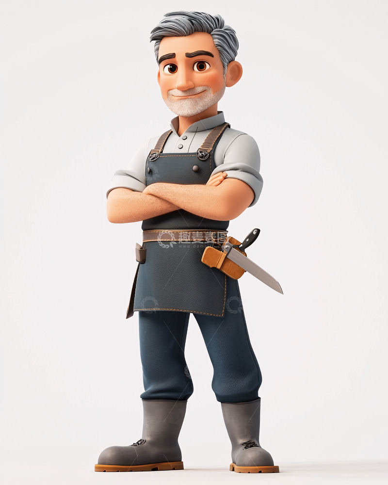 高清大图下载【趣麦麦图】卡通中年工匠