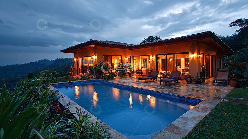 高清大图下载【趣麦麦图】山顶别墅夜景