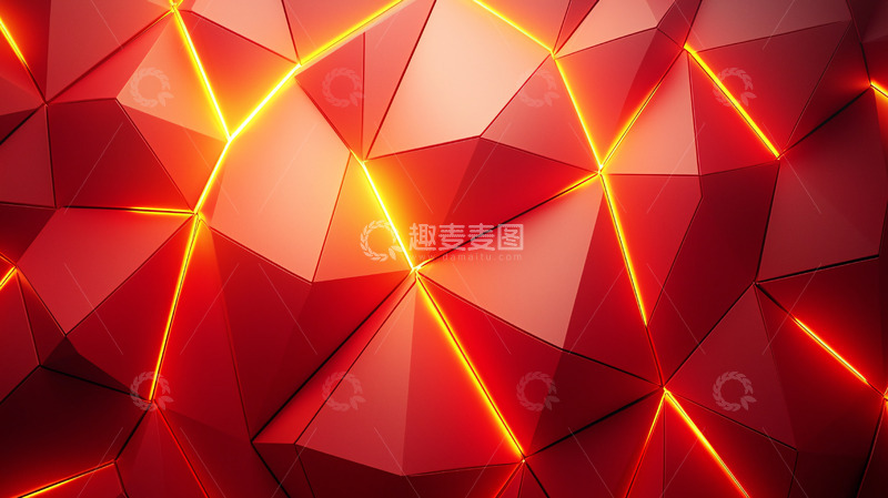 高清大图下载【趣麦麦图】红色低多边形背景