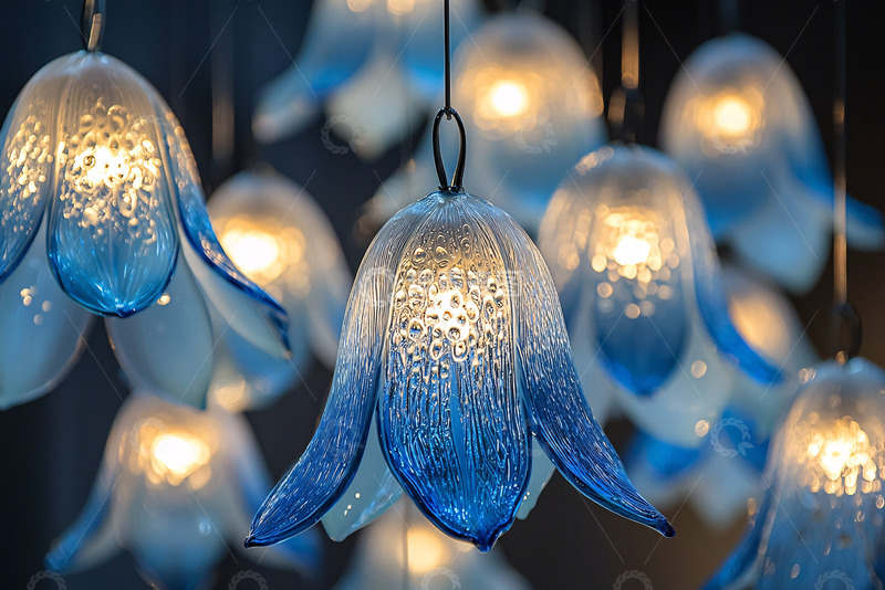 高清大图下载【趣麦麦图】蓝色玻璃花灯