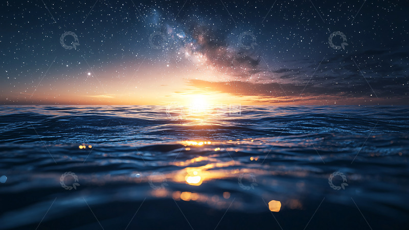 高清大图下载【趣麦麦图】星空大海日出