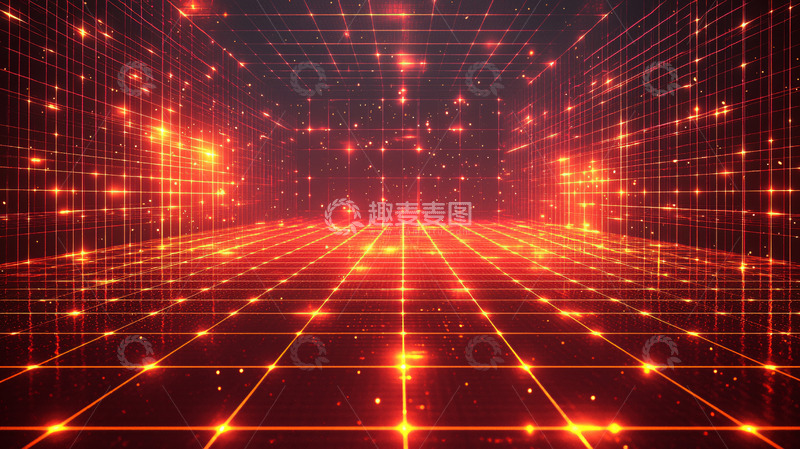 高清大图下载【趣麦麦图】科技感十足的红色网格背景