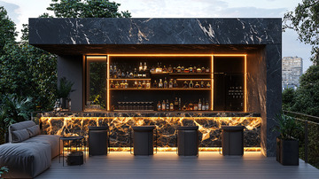 户外黑色大理石吧台