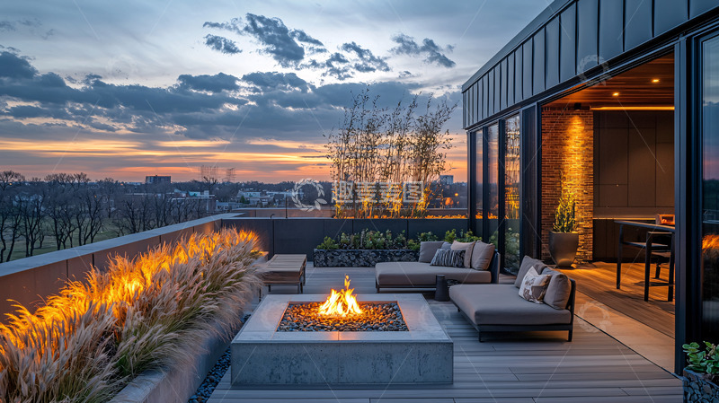 高清大图下载【趣麦麦图】屋顶露台的舒适夜晚