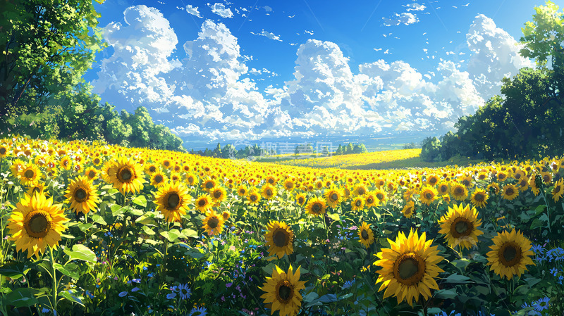 高清大图下载【趣麦麦图】向日葵田