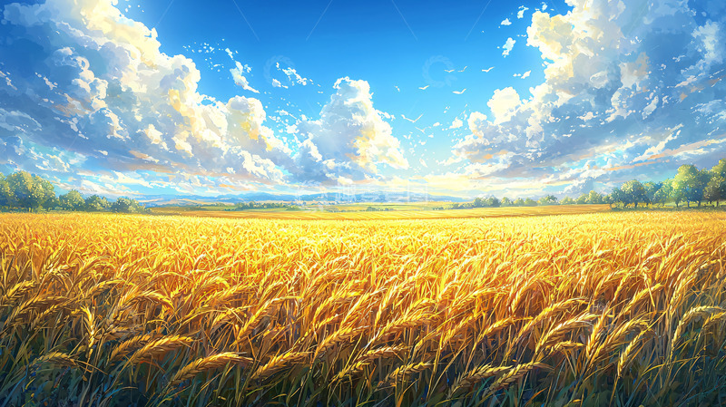 高清大图下载【趣麦麦图】金黄麦田阳光普照