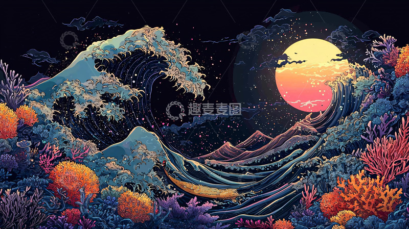 高清大图下载【趣麦麦图】抽象派海洋浪潮