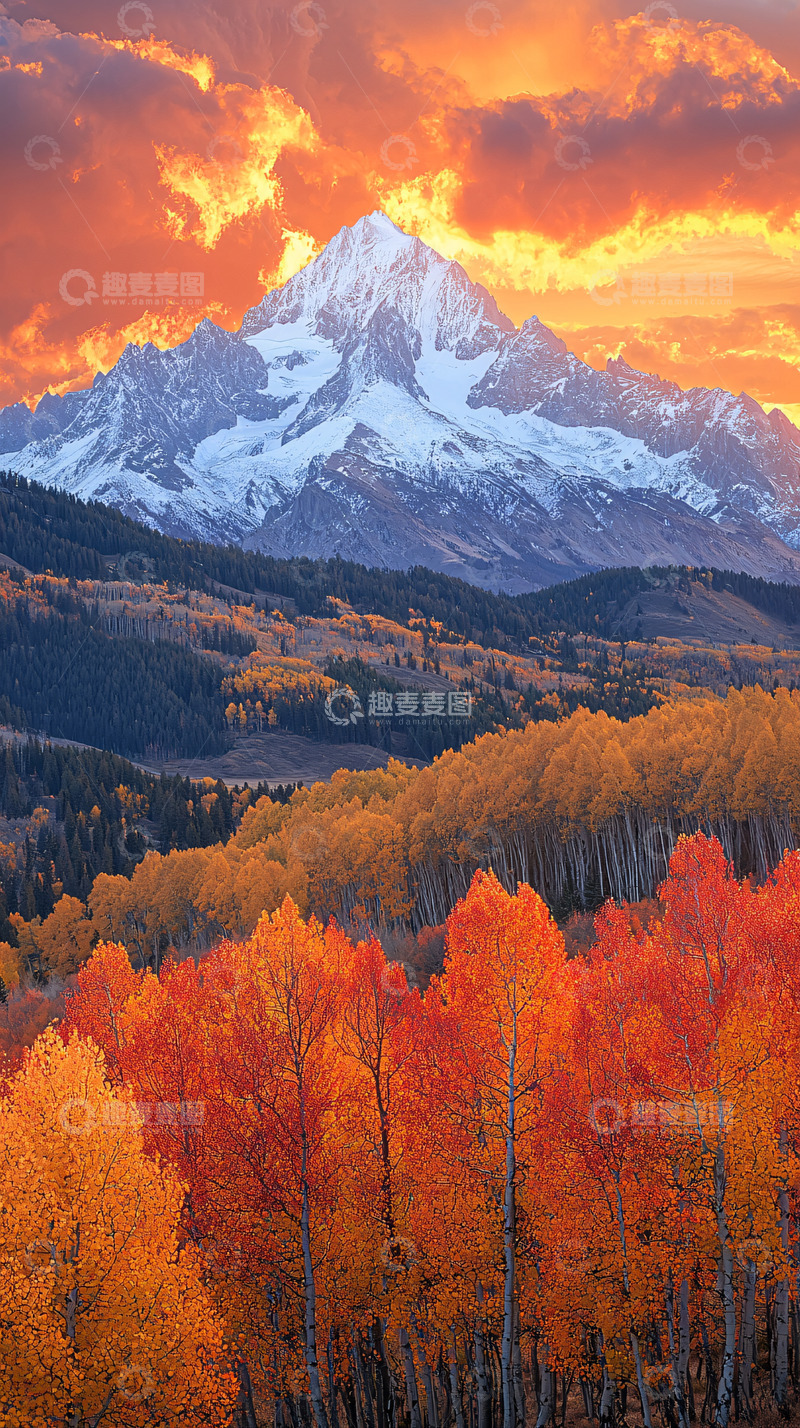 高清大图下载【趣麦麦图】日出雪山秋色