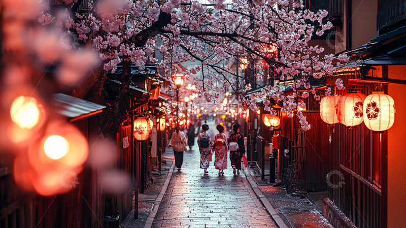 高清大图下载【趣麦麦图】樱花树下小路