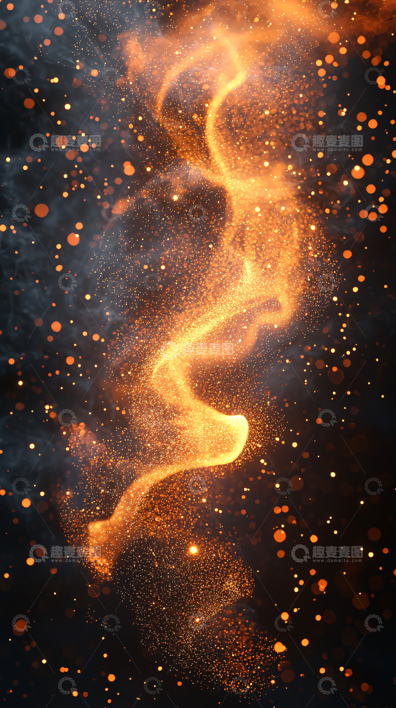 高清大图下载【趣麦麦图】金色粒子火焰