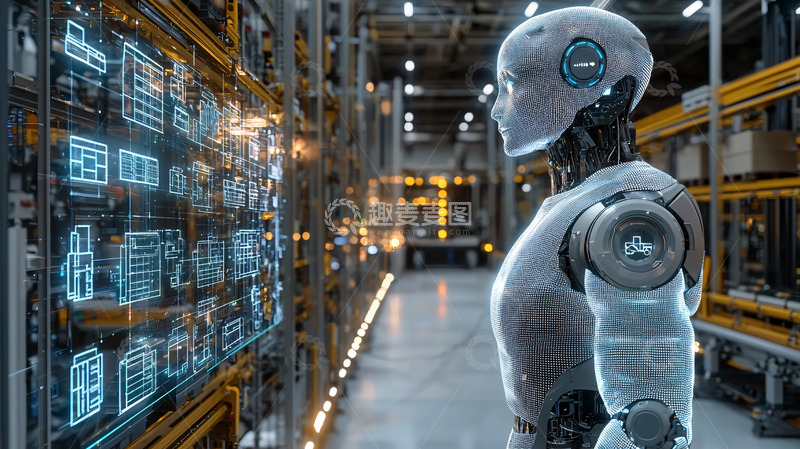 高清大图下载【趣麦麦图】仓库机器人查看数据