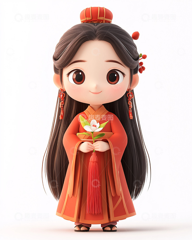 高清大图下载【趣麦麦图】卡通中国风古装少女