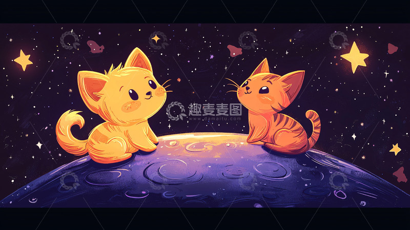 高清大图下载【趣麦麦图】星空猫咪