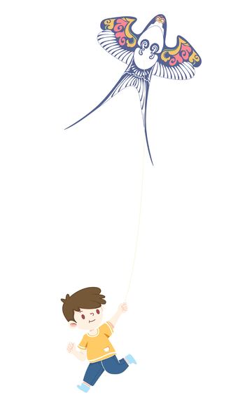 儿童,放风筝,卡通