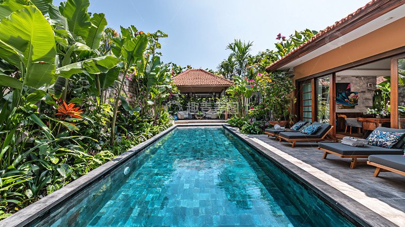 高清大图下载【趣麦麦图】热带别墅泳池景观