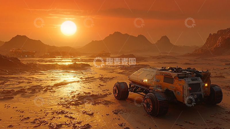 高清大图下载【趣麦麦图】火星探测车日落