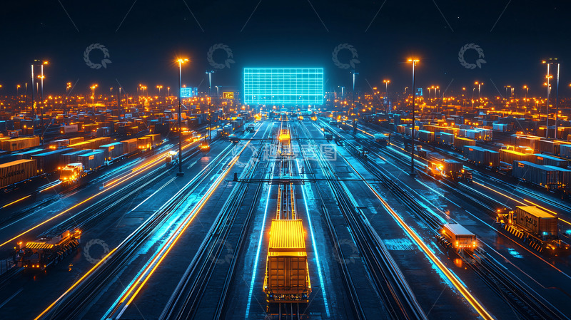 高清大图下载【趣麦麦图】夜景高速公路运输