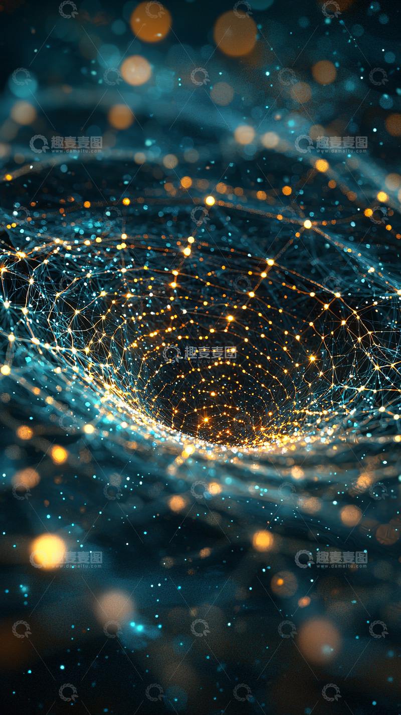 高清大图下载【趣麦麦图】深蓝漩涡光点网络