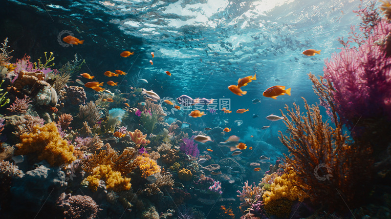 高清大图下载【趣麦麦图】珊瑚礁鱼群