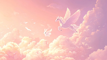 粉色天空飞马兔