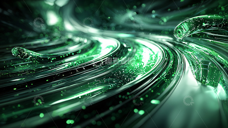 高清大图下载【趣麦麦图】绿色金属液体纹理