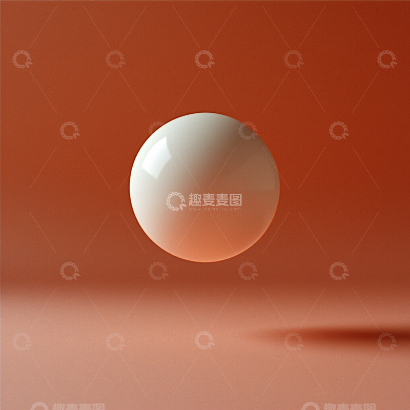 高清大图下载【趣麦麦图】单色背景下悬浮的白色球体