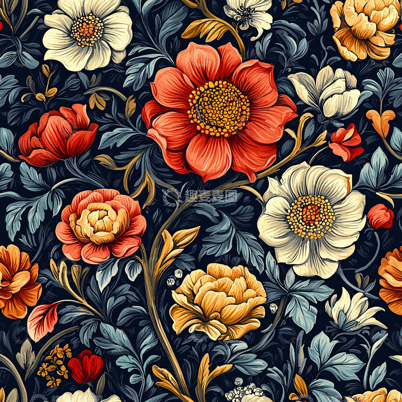 高清大图下载【趣麦麦图】复古花卉壁纸