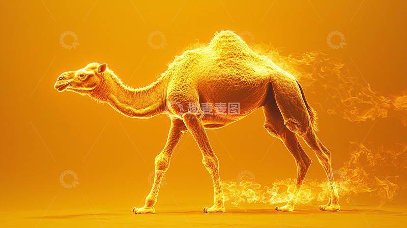 高清大图下载【趣麦麦图】火焰缠绕的骆驼