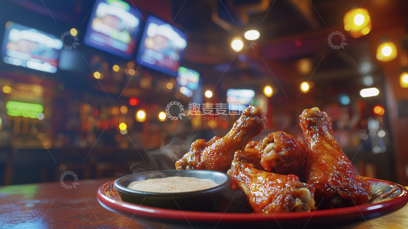 高清大图下载【趣麦麦图】美味烤鸡翅佐酱汁